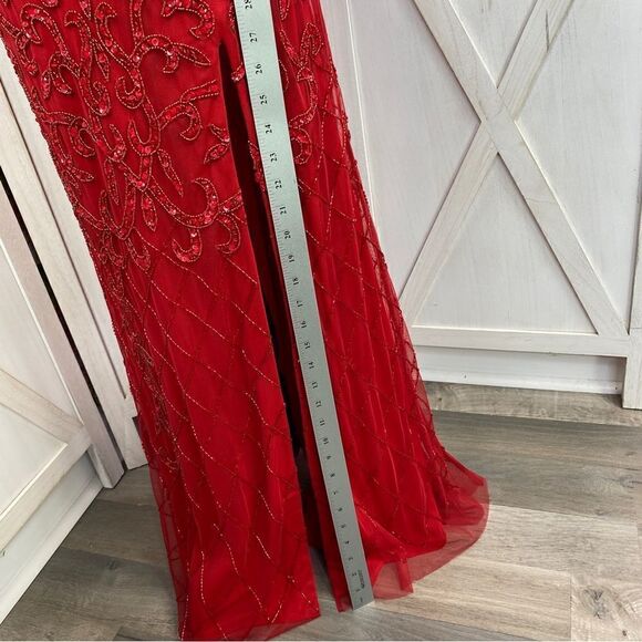 Jules and Cleo Beaded Sequin Mermaid‎ Sheath Dress Red Juniors 6 - Picture 10 of 13